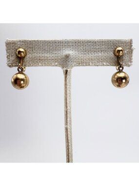 ANTQ 1/20th Gold Filled Classic Gold Ball Dangle Earrings 11mm Round Screw Back